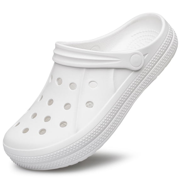YHOON Unisex Garden Clogs Sandals Non-Slip Clogs Slippers Sandals for Women and Men Lightweight Comfort Water Shoes White Size 6.5 Women/5 Men
