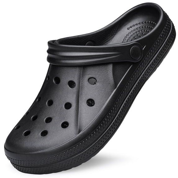 YHOON Unisex Garden Clogs Shoes Slip on Beach for Men and Women Sandals Beach Water Shoes All Black Size 6 Women/4 Men