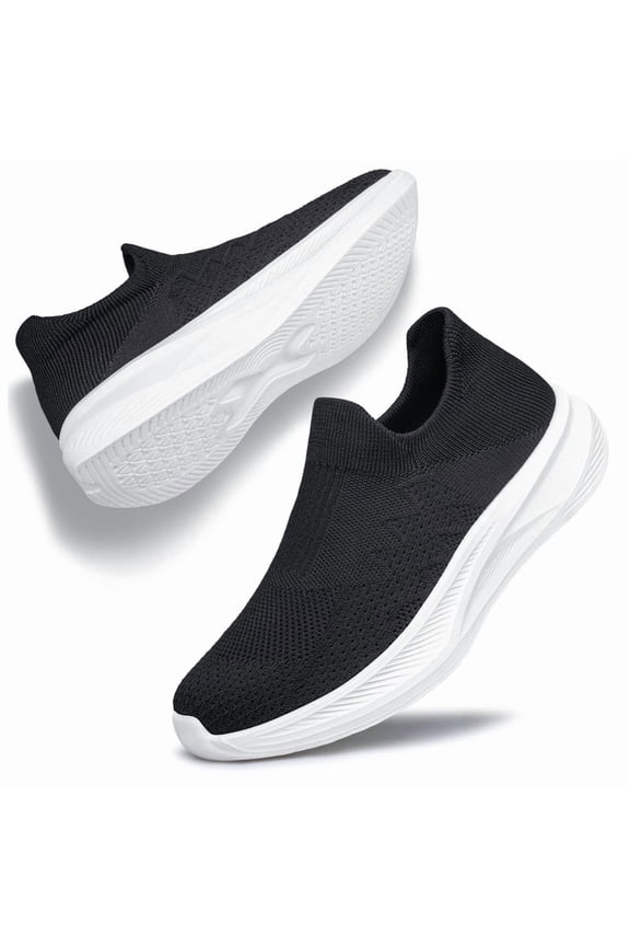 Women's Sneakers Slip On Walking Lightweight Breathable leisure Shoes Athletic Tennis Sneakers Black Size 10