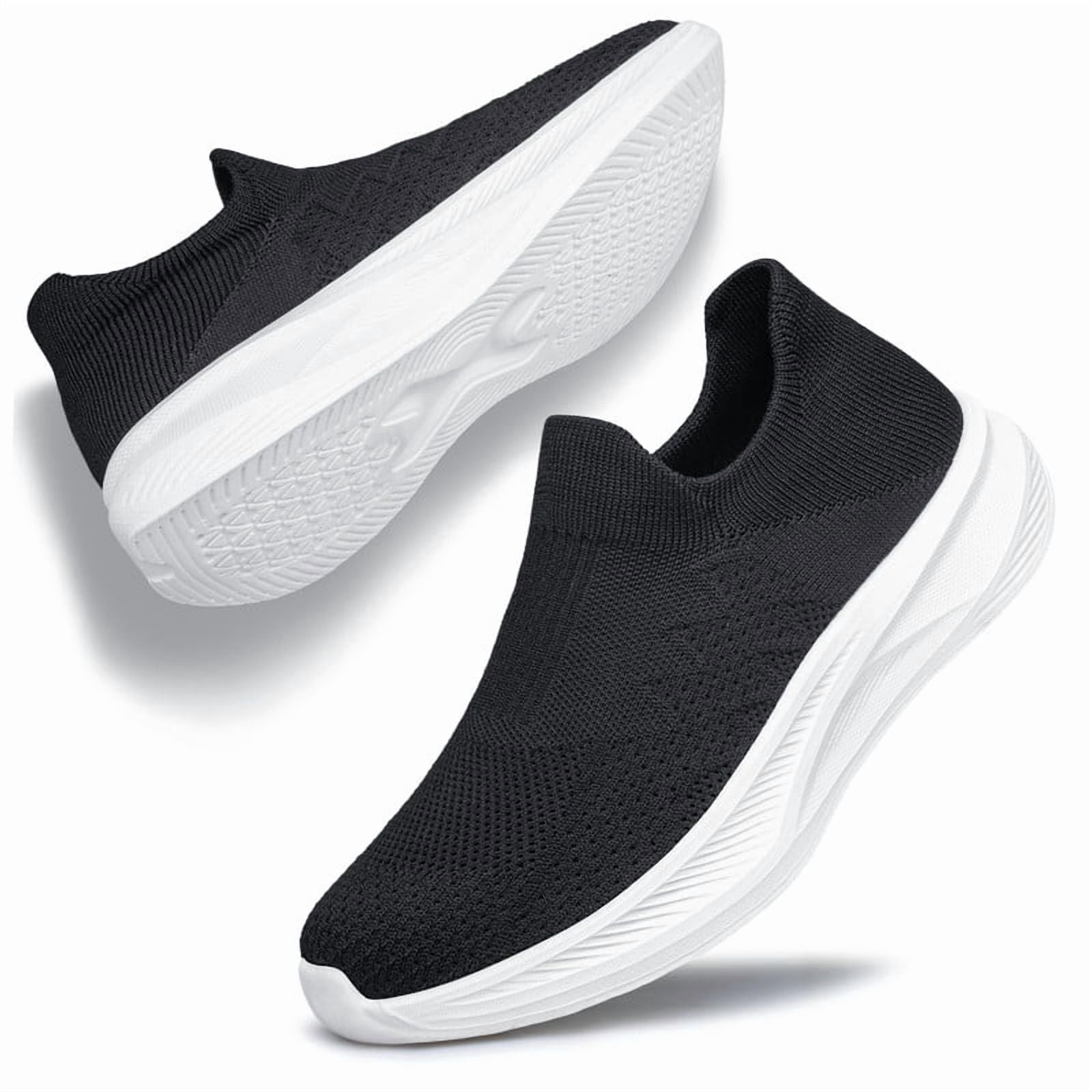 Women's Sneakers Slip On Walking Lightweight Breathable leisure Shoes Athletic Tennis Sneakers Black Size 7