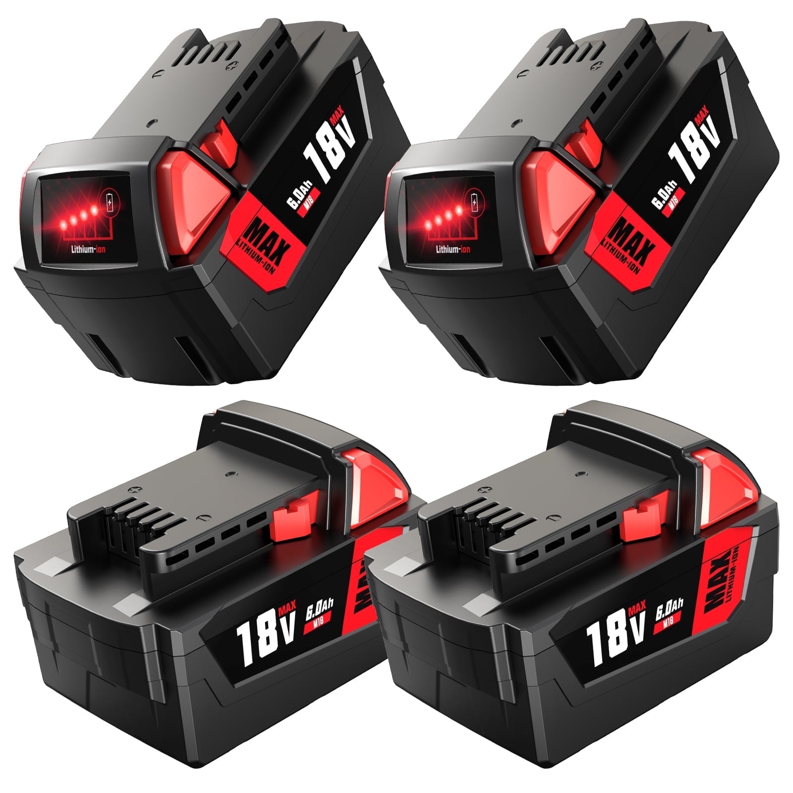 YHR 2 Pack 18V 6.0Ah Replacement Battery For Milwaukee M18 Cordless Tools - Lithium-Ion