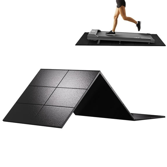 YHR Foldable Treadmill Mat Non-Slip Exercise Bike Mat, 1/4" Thick, 30"x63" Waterproof Walking Pad Mat for Carpet, Hardwood Floors, Workout, Indoor Bikes, Fitness Equipment, Home Yoga