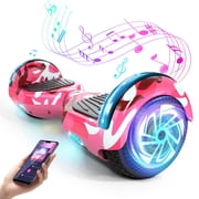 YHR Hoverboard for Kids Adults, 6.5" Bluetooth Self Balancing Scooter with LED Lights, Ages 6-12Camouflage Pink