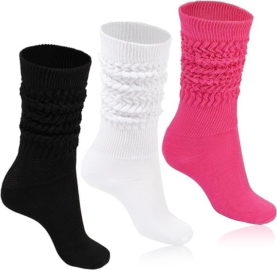 YHRY 3 Pairs Womens Slouch Sock, Slouchy Socks, Extra Long Cotton Knit