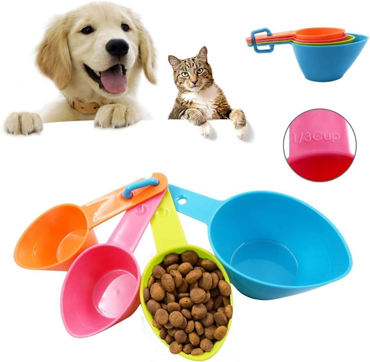 YHRY Cat Dog Food Scoop Portion Control, for Healthy Pets, Assorted