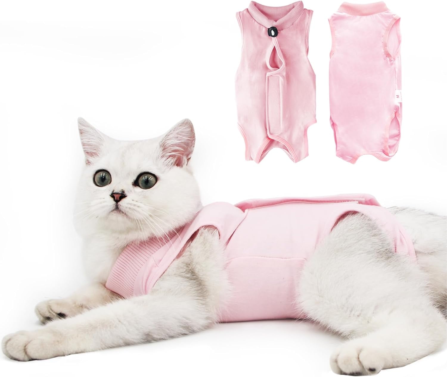 YHRY Cat Recovery Suit Kitten Onesie for Post Surgery or Skin Diseases Protection Surgical Post Surgery Soft Cone Onesie Shirt Clothes for Cats Anti Licking Wounds M Pink Walmart