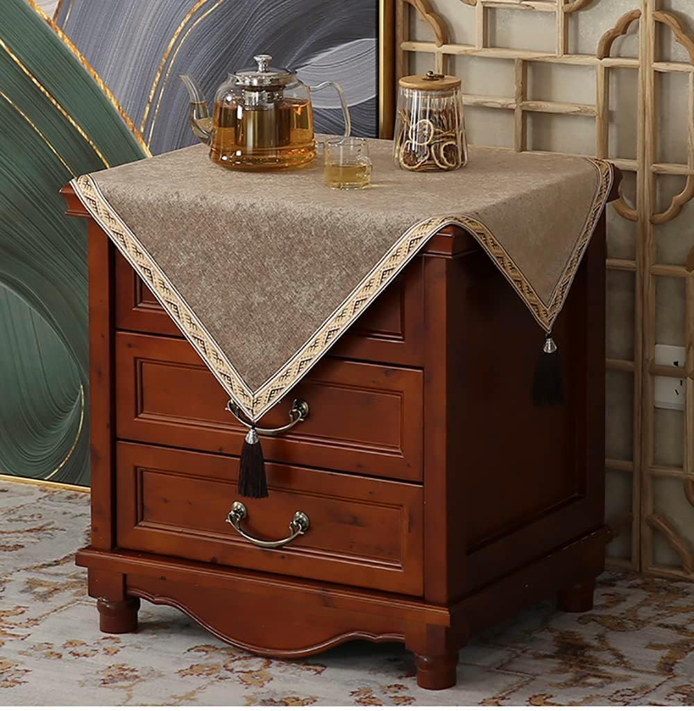 YHRY Linen Style Bedside Tablecloth Vintage Nightstand Cover Square