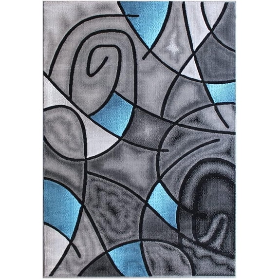 YHSF Modern Contemporary Area Rug for Living Room, Bedroom, and Office – Elegant Thick Carpet for Dining Room, Kitchen, & Hallways – Washable - Home Decor - Water Repellent - Blue (5x7 Feet)