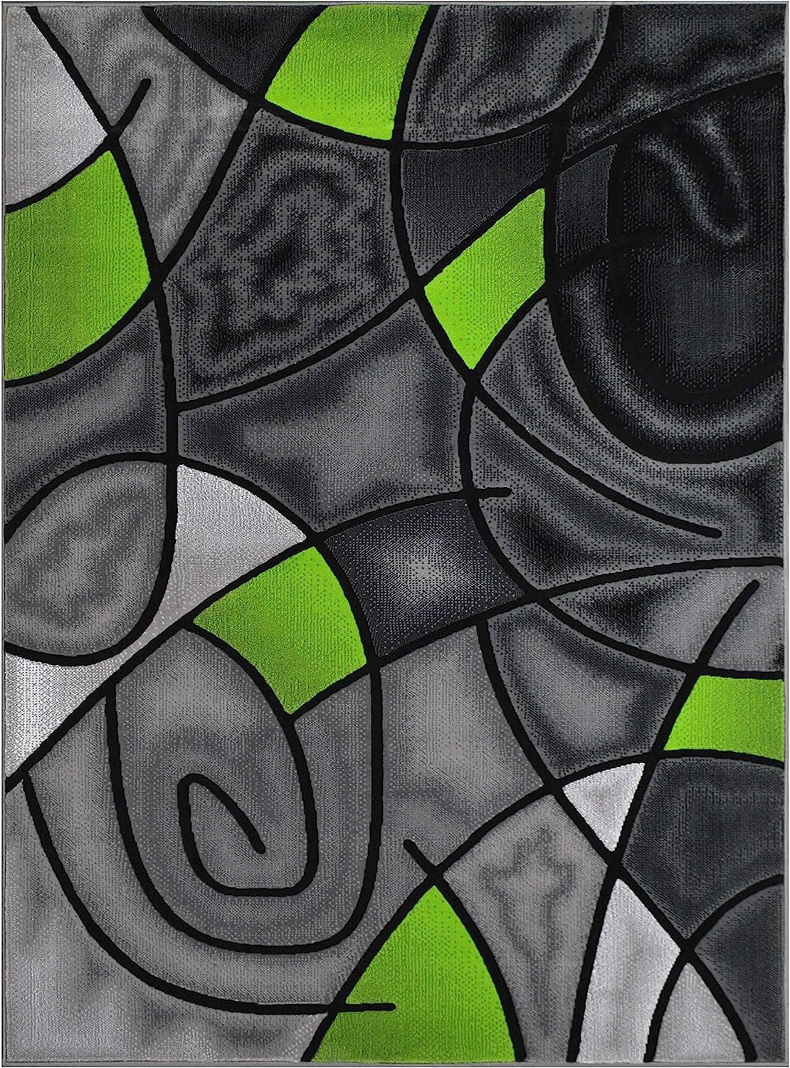 YHSF Modern Contemporary Area Rug for Living Room, Bedroom, and Office – Elegant Thick Carpet for Dining Room, Kitchen, & Hallways – Washable - Home Decor - Water Repellent - Electric Green(8x10 ft.)