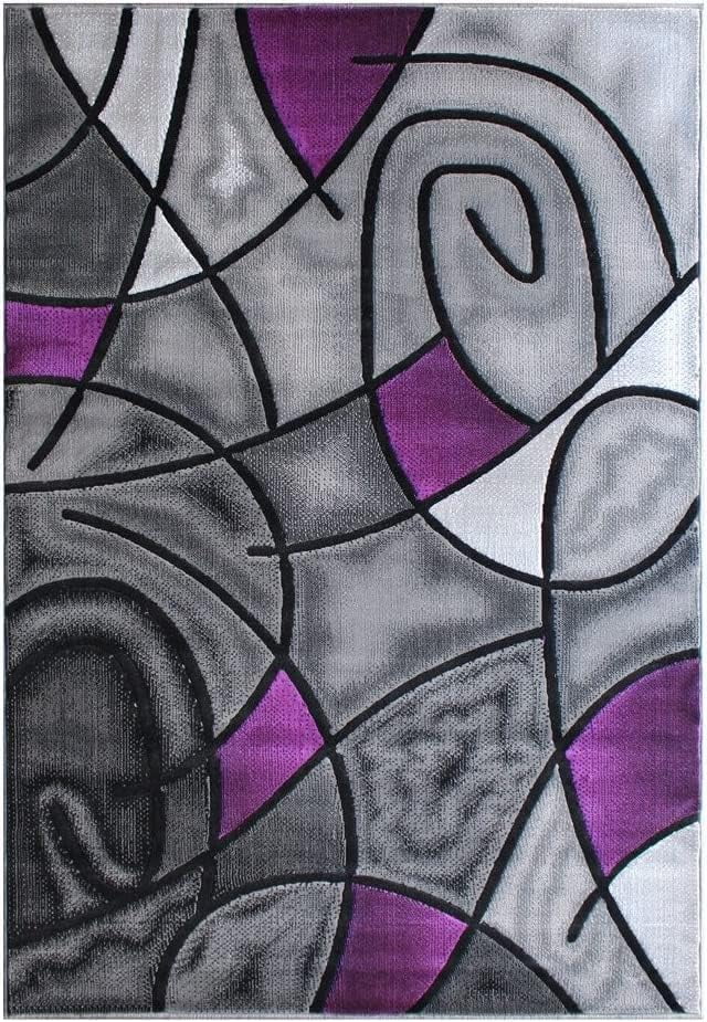 YHSF Modern Contemporary Area Rug for Living Room, Bedroom, and Office – Elegant Thick Carpet for Dining Room, Kitchen, & Hallways – Washable - Home Decor - Water Repellent - Purple (8x10 Feet)