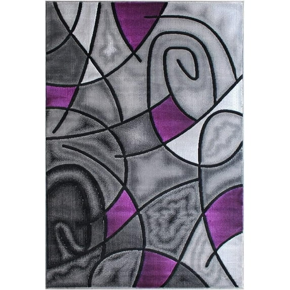 YHSF Modern Contemporary Area Rug for Living Room, Bedroom, and Office – Elegant Thick Carpet for Dining Room, Kitchen, & Hallways – Washable - Home Decor - Water Repellent - Purple (5x7 Feet)