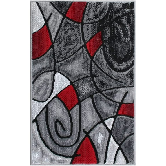 YHSF Modern Contemporary Area Rug for Living Room, Bedroom, and Office – Elegant Thick Carpet for Dining Room, Kitchen, & Hallways – Washable - Home Decor - Water Repellent - Red (2x3 Feet)