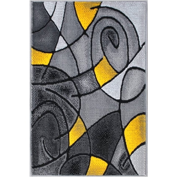 YHSF Modern Contemporary Area Rug for Living Room, Bedroom, and Office – Elegant Thick Carpet for Dining Room, Kitchen, & Hallways – Washable - Home Decor - Water Repellent - Yellow (2x3 Feet)