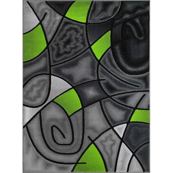 YHSF Modern Contemporary Area Rug for Living Room Bedroom Office Rug Trendz Style (Electric Green, 2 Feet x 3 Feet)