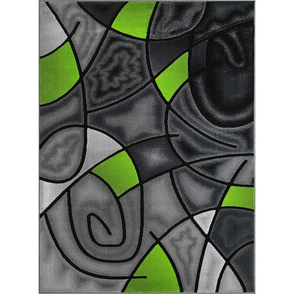 YHSF Modern Contemporary Area Rug for Living Room Bedroom Office Rug Trendz Style (Electric Green , 5 Feet x 7 Feet)