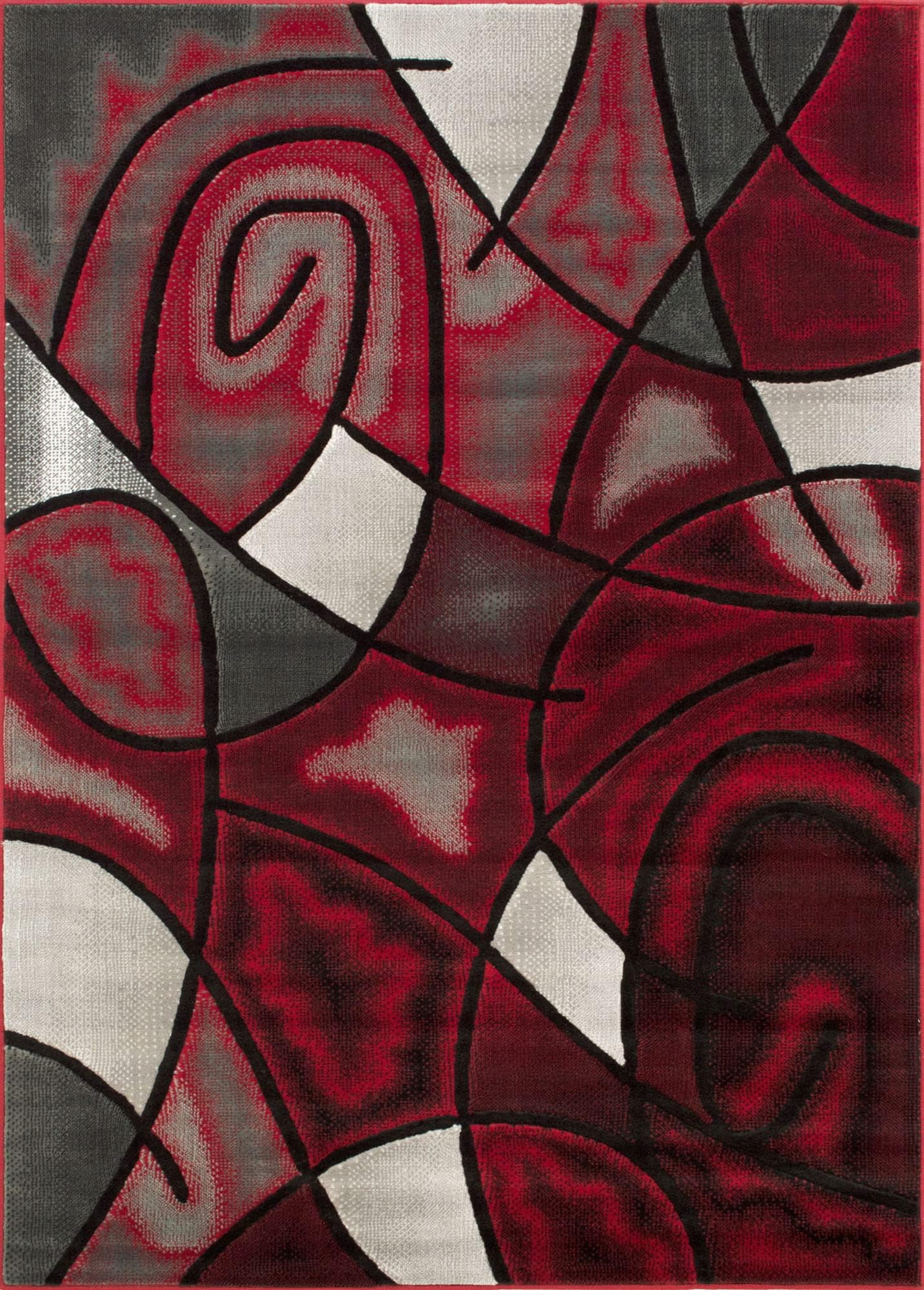 YHSF Modern Contemporary Area Rug for Living Room Bedroom Office Rug Trendz Style (Red/Black, 5 Feet x 7 Feet)