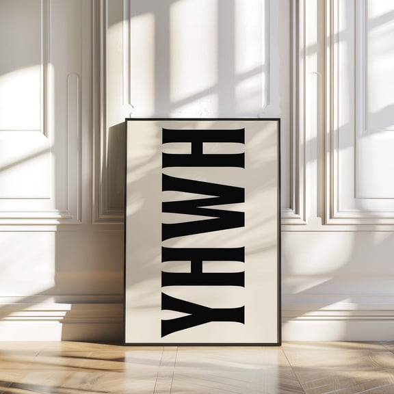 YHWH Art Yahweh Modern Bold Typography Black Dorm Decor, Unframed Canvas 24x36in