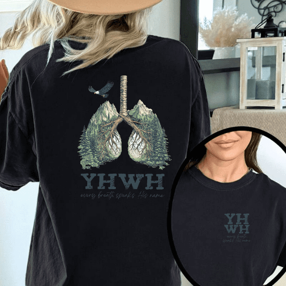 YHWH Christian Womens Graphic Tee Shirt Every Breath Sparks The Rare Inspirational Tops Short Sleeve Black S-5XL