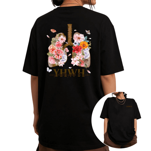 YHWH Every Breath Speaks His Name Christian Oversized Tees Womans T-shirt Black/White S-5XL Shirts Faith-Based Tops