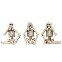 YHWJZYF Set of 3 Skeletons Statue,Hear See Speak No Evil Statue Figurine, Halloween Gothic Home Decor