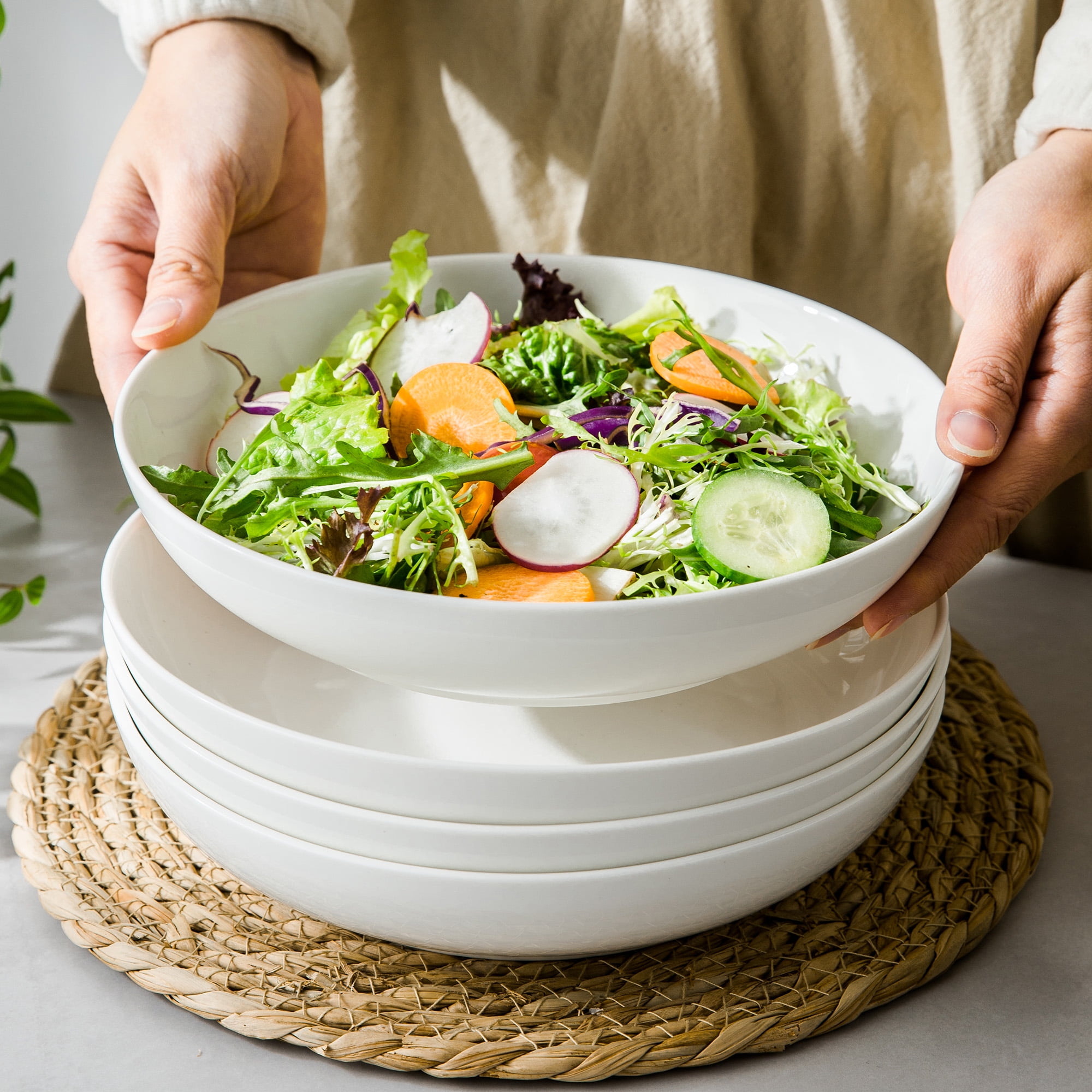 Large white salad bowls hotsell