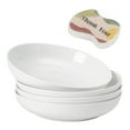 YHY 4Piece White Deep Pasta Bowl Set of 4 With Dishwashing Sponge,9.75