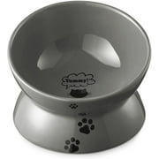 YHY Ceramic Raised Cat Bowl,Elevated Cat Dish,Anti-Vomiting,Gray,Non-Slip,Neck Protection Small Dog bowl,Easy Clean