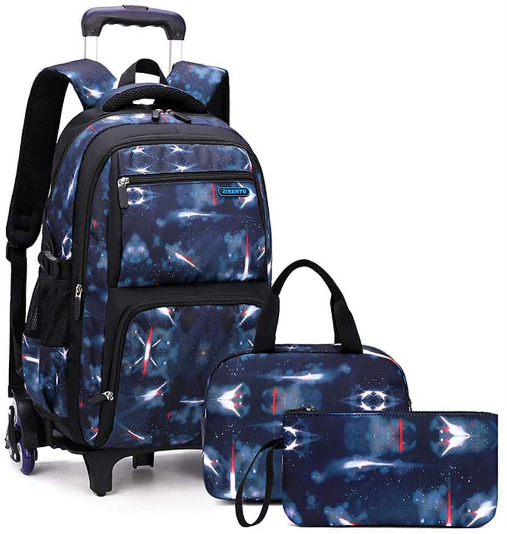 YI DEF Primary Junior High Boys Rolling Backpacks Wheeled Bags Trolley