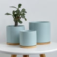 thumbnail image 1 of YI LIGHTING LED 4.5” x 4.5” x 4.5” Round Light Blue Ceramic Flowers Pot (2 Count), 1 of 3
