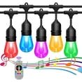 thumbnail image 1 of YI Lighting - 48ft Outdoor String Lights with 15pcs S14 RGBW Music-Synced Color Changing Bulbs Remote Control for Patio Yard Garden Party, 1 of 8