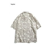 YI OU men's summer thin ice silk casual versatile flower shirt
