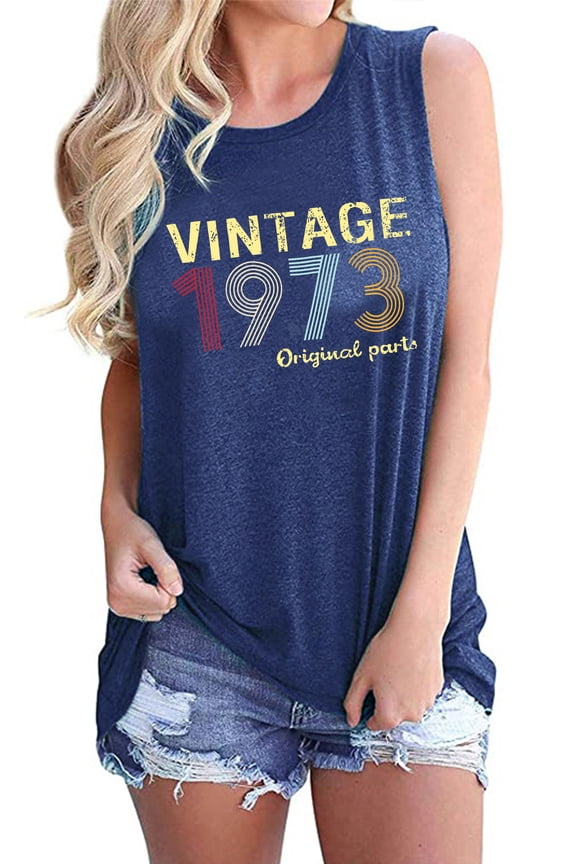 Vintage 1973 Tank Top Women 50th Birthday T-Shirts Retro 50 Year Old Birthday Gift Shirt Birthday Tee