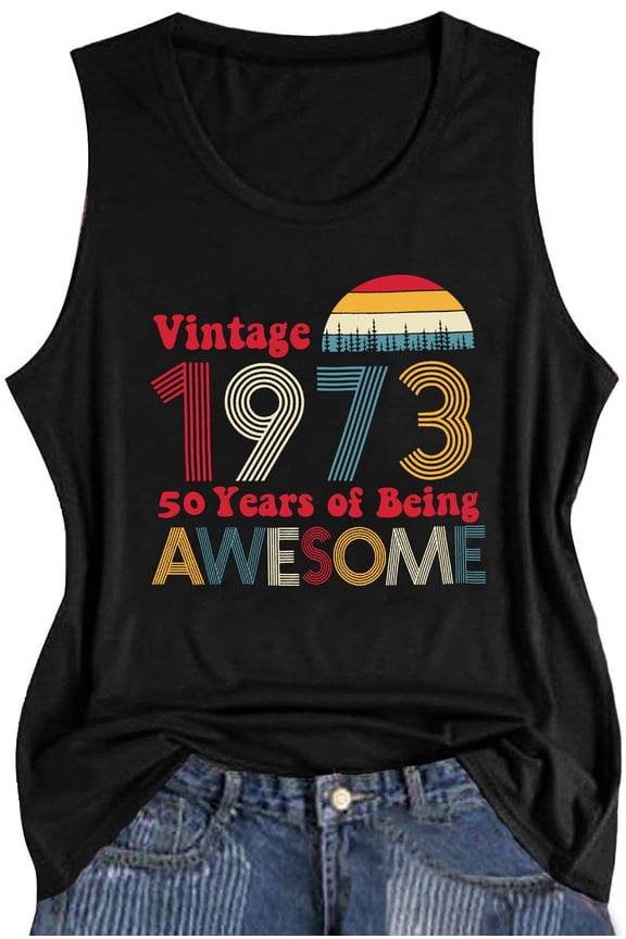 Vintage 1973 Tank Top Women 50th Birthday T-Shirts Retro 50 Year Old Birthday Gift Shirt Birthday Tee