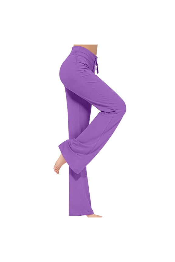 Crossover Flare Leggings for Women High Waist V Cross Bootcut Bell Bottoms Workout Flared Yoga Pants with Pockets 2XL Purple