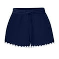 thumbnail image 1 of YI YI Lace Trim Shorts for Women Summer Casual Ruffle Shorts Plus Size Elastic Waist Flowy Lounge Pajama Short with Pockets 4XL Navy, 1 of 5