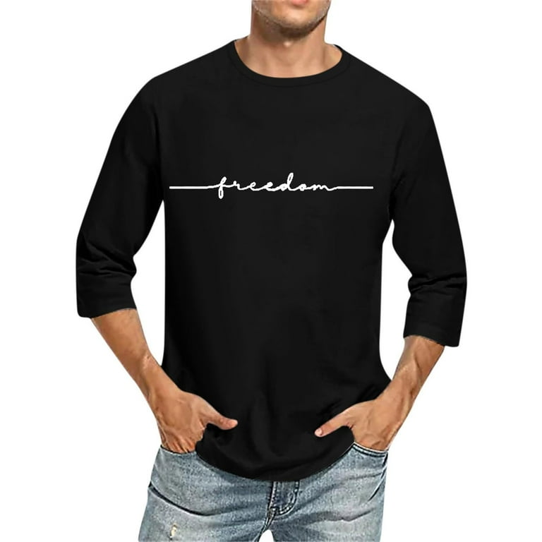 3/4 Sleeve Letter Print Round Neck T-shirt 3/4 Sleeve Letter Print Round Neck T-shirt