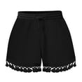 thumbnail image 1 of YI YI Plus Size Shorts for Women 2024 Summer Casual Elastic Waist Lace Trim Beach Shorts Yoga Lounge Shorts with Pockets L Black, 1 of 5