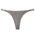 thumbnail image 1 of YI YI Seamless Thongs for Women No Show Thong V-waisted Stretch Breathable Sexy Panties Underwear M Gray, 1 of 2