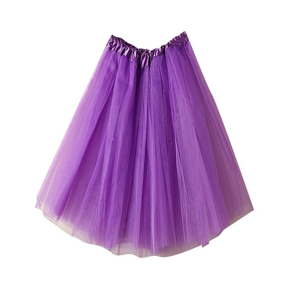 YI YI Women 80's Tutu Skirt Layered Tulle Petticoat Tutu Free Purple