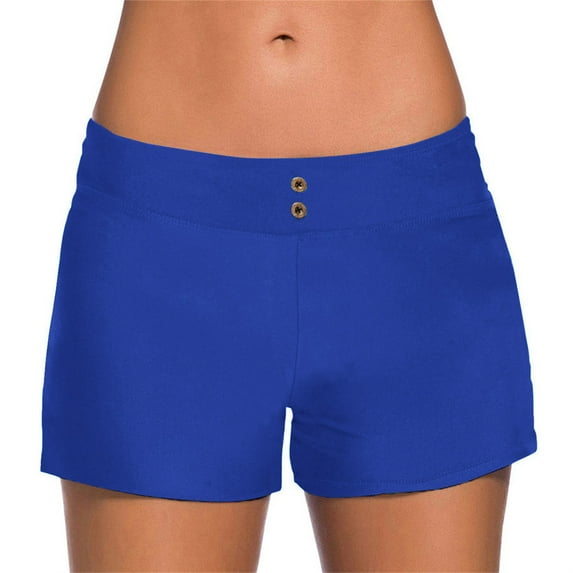 YI YI Women's 5" High Waisted Bathing Suit Bottoms Swimming Panty Boy Shorts with Pocket L Blue