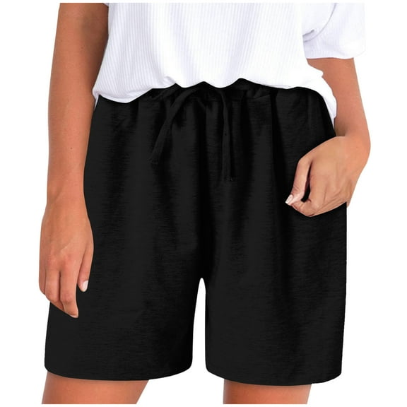 YI YI Womens Casual Dressy High Waist Pockets Cargo Shorts 2024 Spring Fashion Hiking Outdoor Lounge Shorts 2XL Black