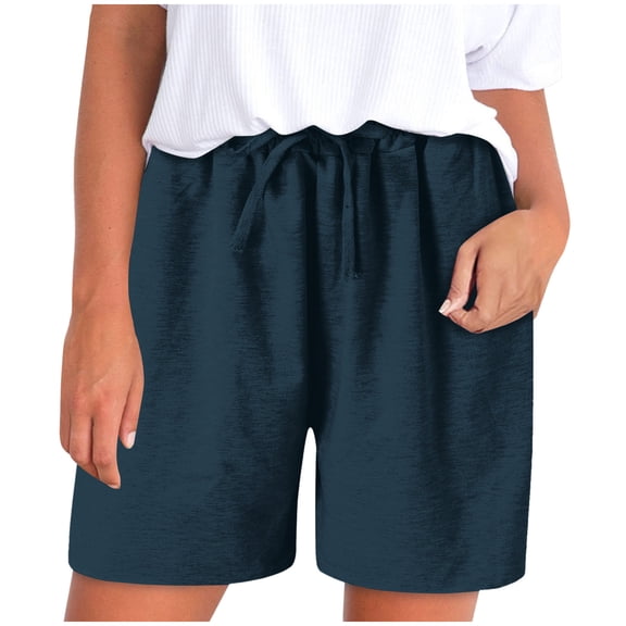 YI YI Womens Casual Dressy High Waist Pockets Cargo Shorts 2024 Spring Fashion Hiking Outdoor Lounge Shorts XL Navy