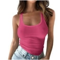 thumbnail image 1 of YI YI Womens Solid Tank Tops Sleeveless U-Neck Base Shirt Summer Casual Workout Tees 3XL Hot Pink, 1 of 6