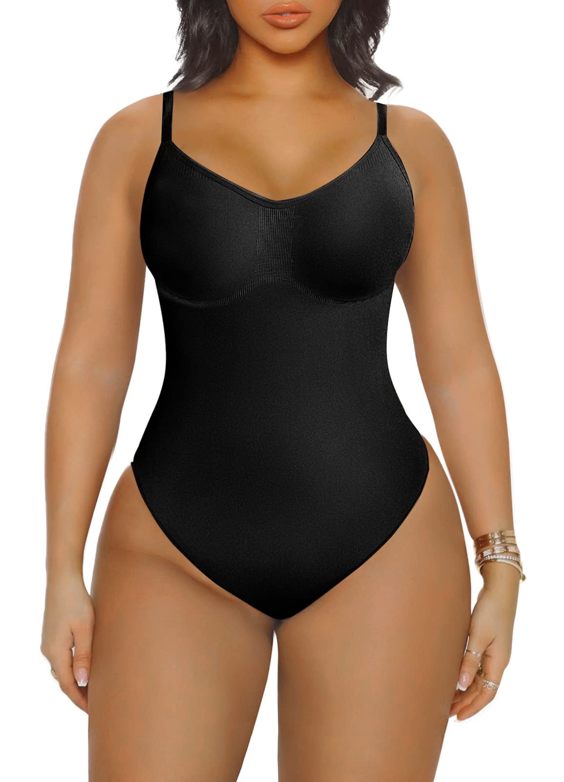 YIANNA Bodysuit for Women Tummy Control Seamless Shapewear Sculpting Body  Shaper Tank Top Black-XXS/XS