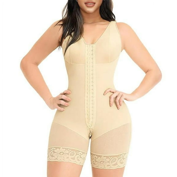 YIANNA Fajas Colombianas Shapewear for Women Tummy Control Post Surgery Full Shapewear Butt Lifter with Zipper Crotch