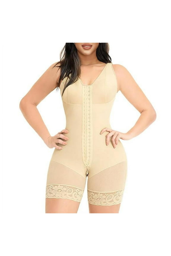 YIANNA Fajas Colombianas Shapewear for Women Tummy Control Post Surgery Full Shapewear Butt Lifter with Zipper Crotch