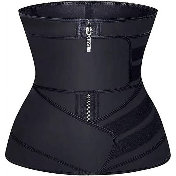 YIANNA Latex Waist Trainer for Women Jsculpt Double Sweat Trimmer Belt Workout Sport Girdle Black-XS