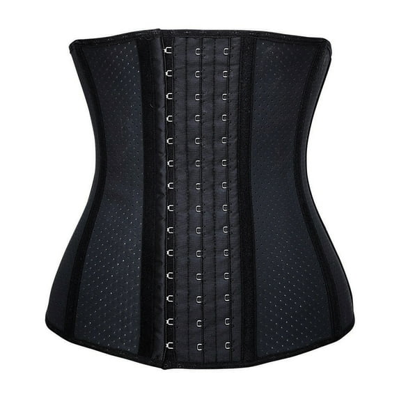 YIANNA Waist Trainer for Women Underbust Latex Sport Girdle Corsets Cincher Hourglass Body Shaper Black Small
