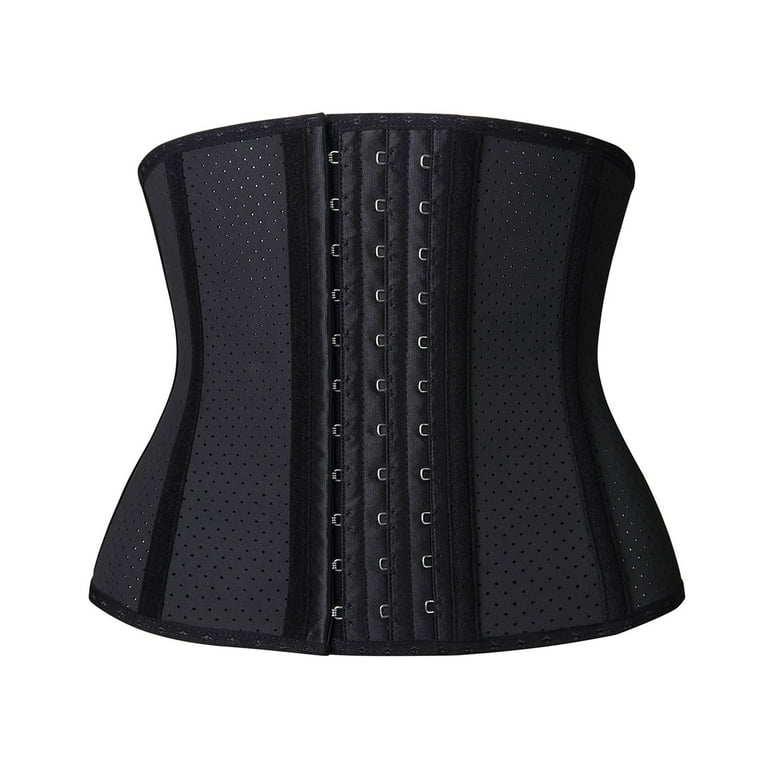YIANNA Women s Underbust Breathable Short Torso Latex Waist Trainer Corset for Tummy Control Sports Workout Hourglass Body Shaper Black M