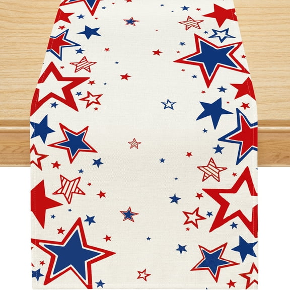 YIBAGA 4th of July Table Runner, Memorial Independence Day Stars Home Decor, 13x90 inch, Polyester